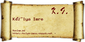 Kólya Imre névjegykártya